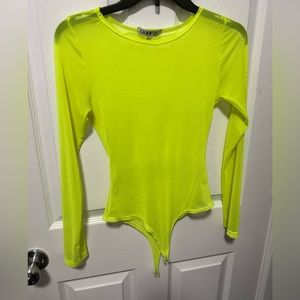 Love J Neon Green Mesh Bodysuit